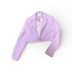 Zara Women's Lavender Cropped Blazer